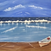Beached Mixed on wood 24 x 24 $400