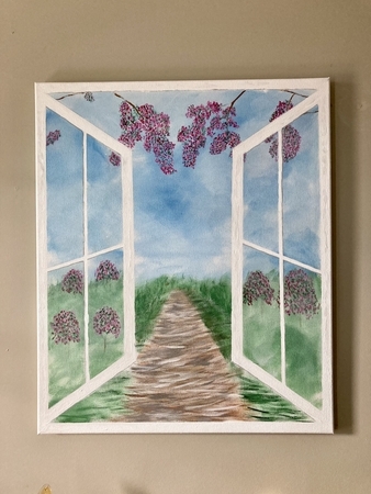 Blossoms through the Window 20 x 24 acrylic $200