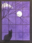Cat on window sill 11x14  sold