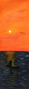 Evening canoe 12 x 36 oil wrapped canvas $350