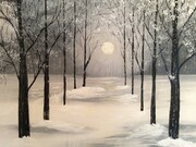 Fresh snow in the forest 24 x36 acrylic sold