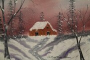 Fresh Snowy Cabin 11 x 14 $175