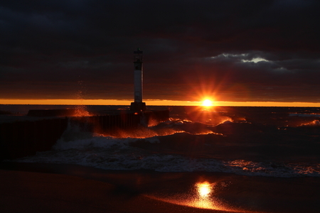 Lighthouse waves 24x36 framed $150