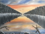 Morning on the river 24 x 30 on Wood $650