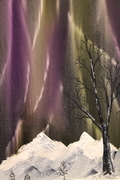 Northern Lights over Mountains 11 x 14 oil $175