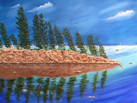 Windy Point 24 x 30 Mixed med. on wood