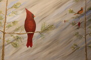 Snowy Cardinal 24 x 36 acrylic wrapped canvas Sold